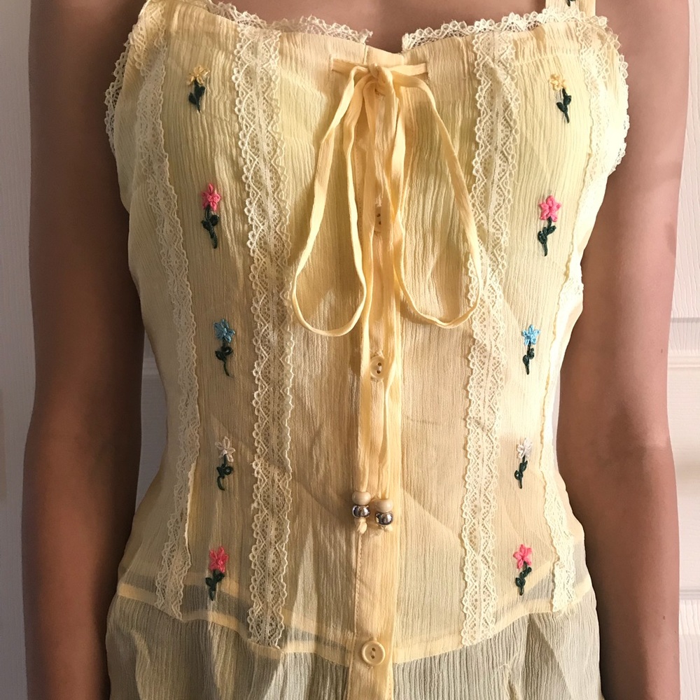 Yellow Button Up Top